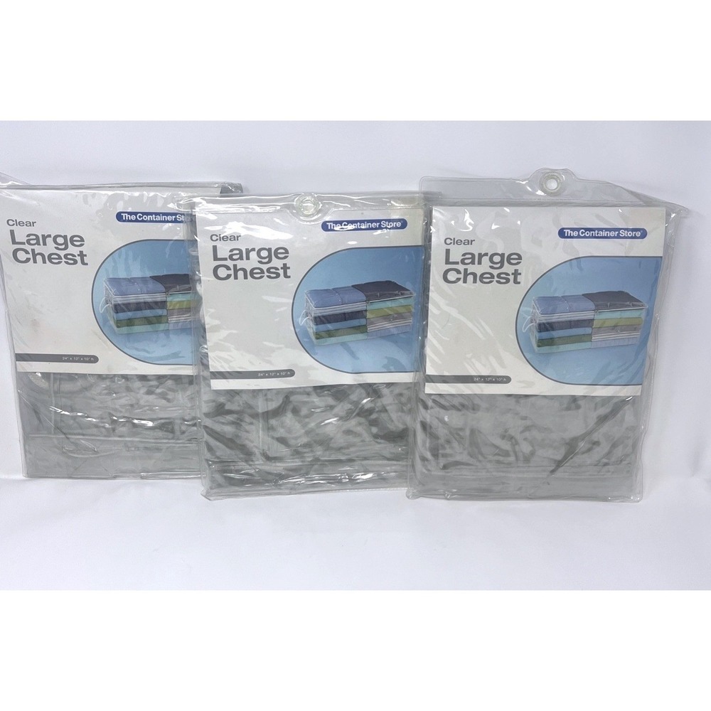 Lot Of 3 The Container Store Clear large Chest Storage Bags 24x12x10 NOS Sealed